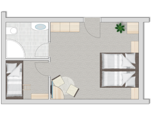 Grundriss Familienzimmer "Kleiner Glockner" 1. und 2. OG